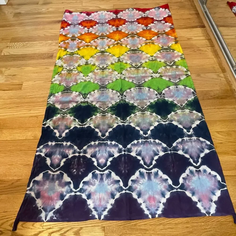 Hand tie dyed pride tapestry flag 30x52 inches LGBTQIA rainbow scales